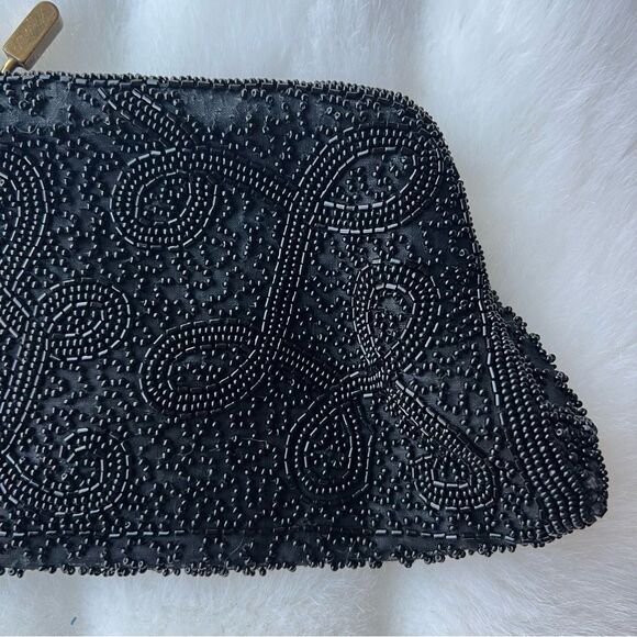 VINTAGE WALBORG beaded black CLUTCH Hand Made in W Germany - Picture 8 of 16